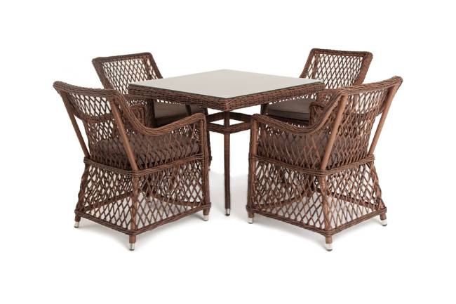 "Айриш" обеденная группа плетеная на 4 персоны, цвет коричневый "Айриш" обеденная группа плетеная на 4 персоны, цвет коричневый