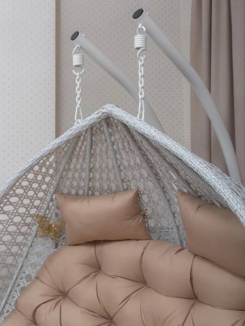 Подвесное двухместное кресло из искусственного ротанга "FRESCO GRANDE", белый