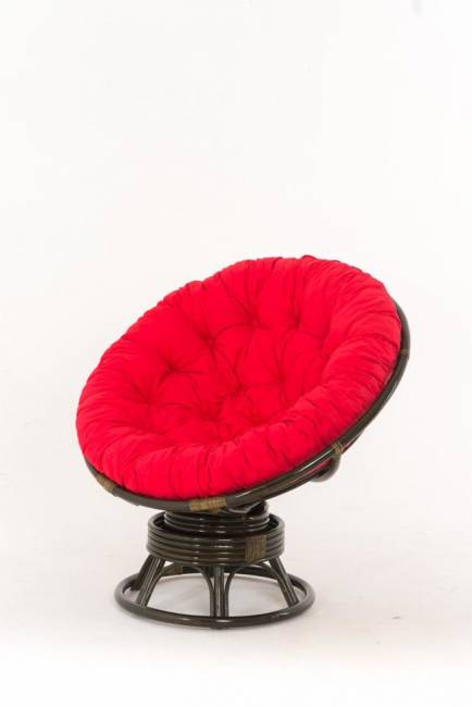 Кресло-качалка "PAPASAN"  темный коньяк с механизмом красная подушка
