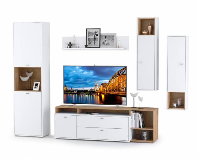 Стенка для гостиной Бэль № 04, цвет дуб крафт золотой/белый премиум Стенка для гостиной Бэль № 04, цвет дуб крафт золотой/белый премиум