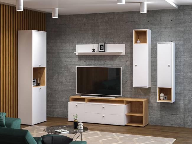 Стенка для гостиной Бэль № 04, цвет дуб крафт золотой/белый премиум Стенка для гостиной Бэль № 04, цвет дуб крафт золотой/белый премиум