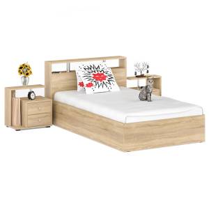 Кровать 1400 Камелия + две тумбы цвет дуб сонома