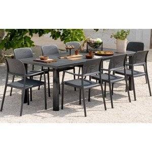 Набор пластиковой мебели, стол Levante и 8 кресел Bora, цвет кофе