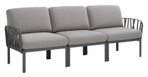 Диван пластиковый с подушками Komodo 3 антрацит, серый 2160х780х880 мм Диван пластиковый с подушками Komodo 3 антрацит, серый 2160х780х880 мм