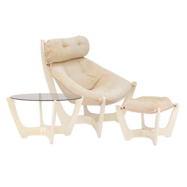 Набор Кресло + Пуф + Стол модели 11, 11.2, 11.3, Verona ванила, дуб шампань