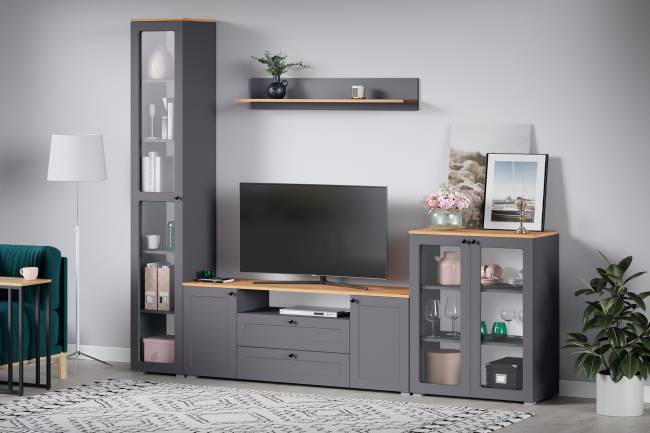 Полка настенная Остин 16.484 цвет серый графит/дуб крафт золотой Полка настенная Остин 16.484 цвет серый графит/дуб крафт золотой