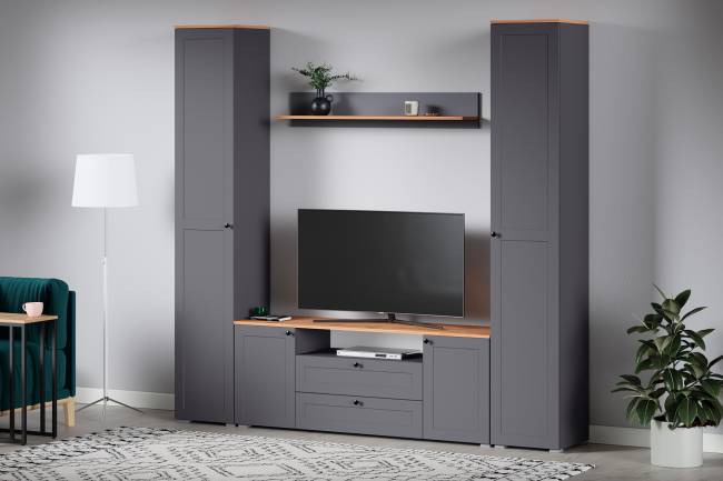 Полка настенная Остин 16.484 цвет серый графит/дуб крафт золотой Полка настенная Остин 16.484 цвет серый графит/дуб крафт золотой