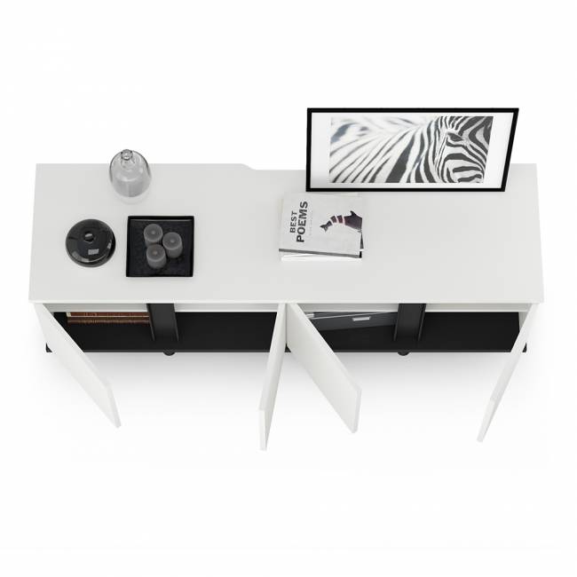 Тумба под ТВ Квадро 13.276 цвет белый шагрень/чёрный