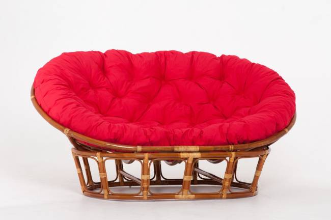 Кресло "MAMASAN" коньяк красная подушка Кресло "MAMASAN" коньяк красная подушка