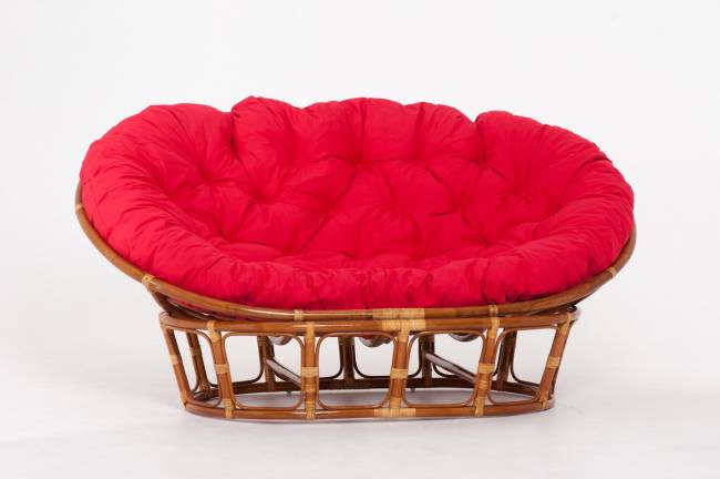 Кресло "MAMASAN" коньяк красная подушка Кресло "MAMASAN" коньяк красная подушка