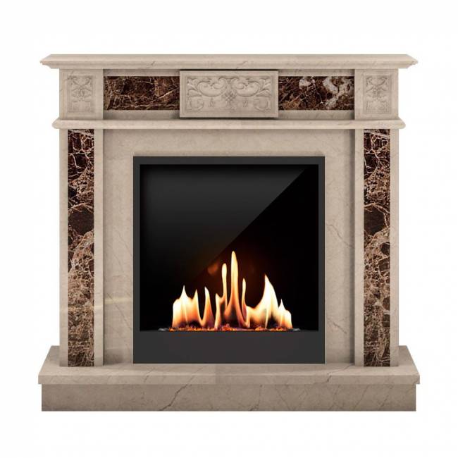 Биокамин в мраморном портале SteelHeat Vienna (Стемалит)