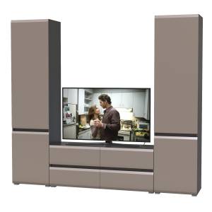 Два шкафа с полками внутри и тумба под ТВ Сидней цвет антрацит/МДФ веллюто капучино Два шкафа с полками внутри и тумба под ТВ Сидней цвет антрацит/МДФ веллюто капучино