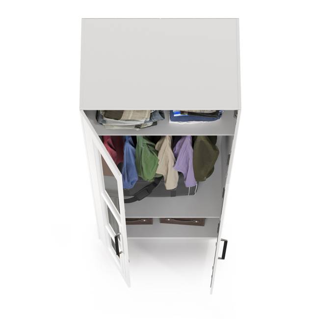 Шкаф для одежды 2-х дверный с зеркалами Валенсия 13.329 цвет белый шагрень