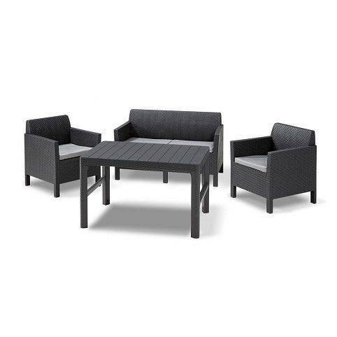 Orlando set + Lyon wicker table graphite - coolgrey 