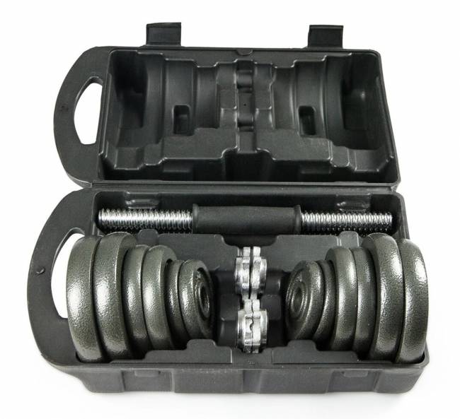 Набор металлических гантелей в чемодане "ATLAS SPORT 20 кг