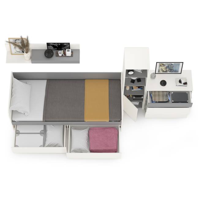 Мебель для детской Торонто № 22 цвет белый шагрень/стальной серый