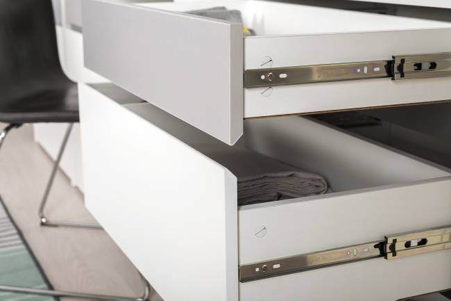 Мебель для детской Торонто № 22 цвет белый шагрень/стальной серый