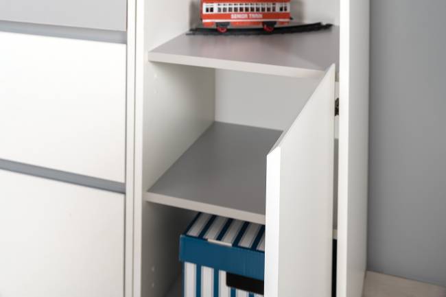 Мебель для детской Торонто № 22 цвет белый шагрень/стальной серый