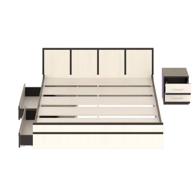 Кровать с ящиками 1800 с тумбой Сакура цвет венге/дуб лоредо