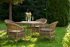 "Сицилия" обеденная группа плетеная, цвет соломенный "Сицилия" обеденная группа плетеная, цвет соломенный