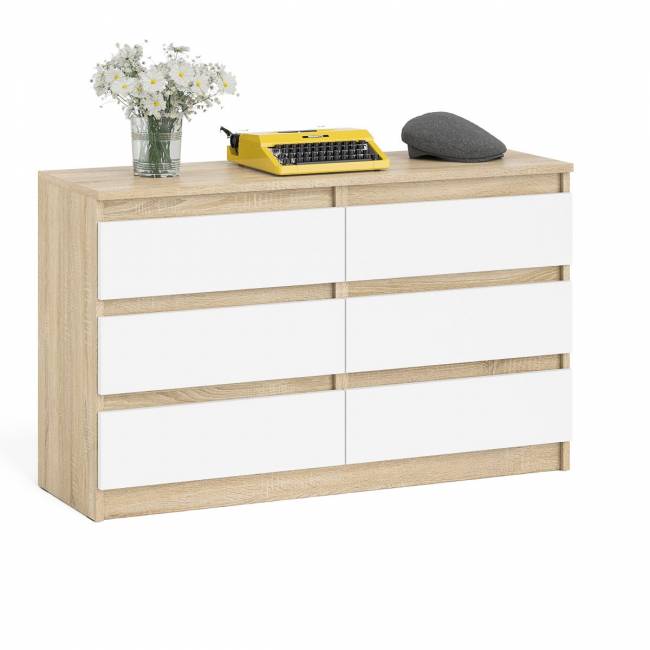 Широкий комод шесть ящиков Мори МК1200.6 цвет дуб сонома/белый Широкий комод шесть ящиков Мори МК1200.6 цвет дуб сонома/белый