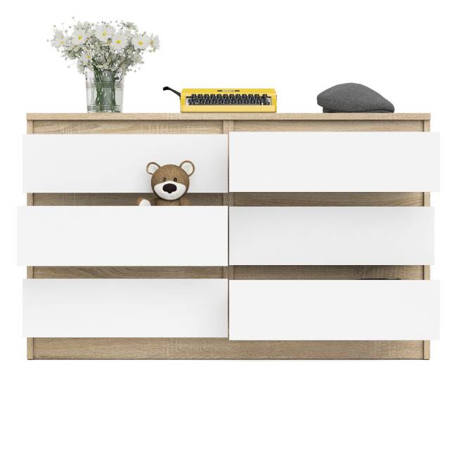 Широкий комод шесть ящиков Мори МК1200.6 цвет дуб сонома/белый Широкий комод шесть ящиков Мори МК1200.6 цвет дуб сонома/белый