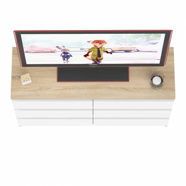 Широкий комод шесть ящиков Мори МК1200.6 цвет дуб сонома/белый Широкий комод шесть ящиков Мори МК1200.6 цвет дуб сонома/белый