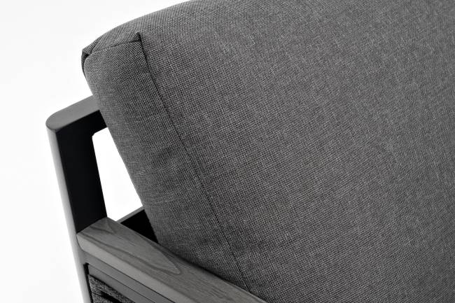 "Сан Ремо" диван 2-местный плетеный из роупа, каркас алюминий темно-серый, роуп серый, ткань серая "Сан Ремо" диван 2-местный плетеный из роупа, каркас алюминий темно-серый, роуп серый, ткань серая