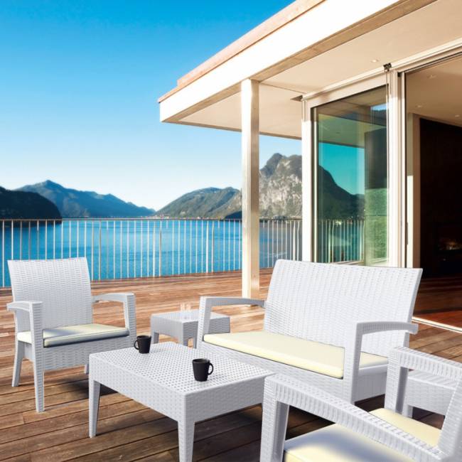 Столик плетеный для шезлонга GT 1009 белый 450х450х450 мм Столик плетеный для шезлонга GT 1009 белый 450х450х450 мм