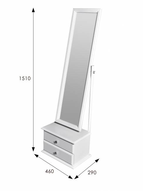 Зеркало с тумбой Селена белый 151 см х 46 см