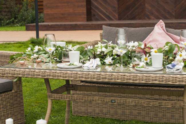 "Аффогато" обеденная группа из искусственного ротанга, цвет соломенный "Аффогато" обеденная группа из искусственного ротанга, цвет соломенный