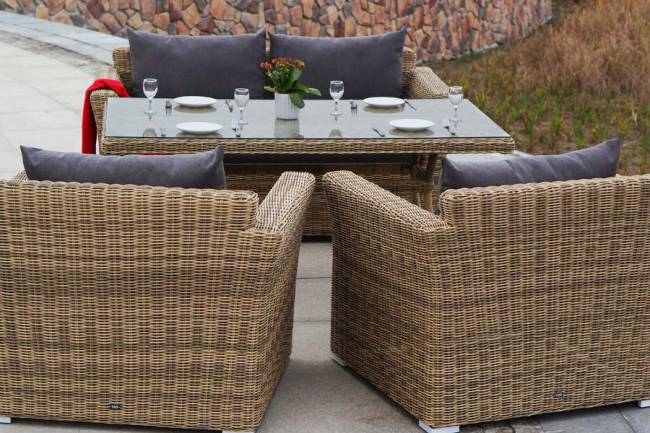 "Аффогато" обеденная группа из искусственного ротанга, цвет соломенный "Аффогато" обеденная группа из искусственного ротанга, цвет соломенный