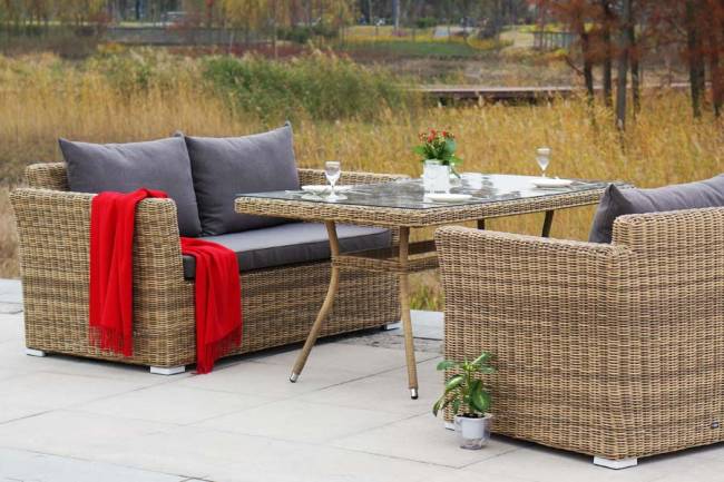 "Аффогато" обеденная группа из искусственного ротанга, цвет соломенный "Аффогато" обеденная группа из искусственного ротанга, цвет соломенный