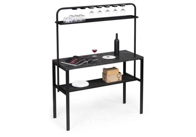 Барный стол Нари 120х50х171 файерстоун / черный матовый