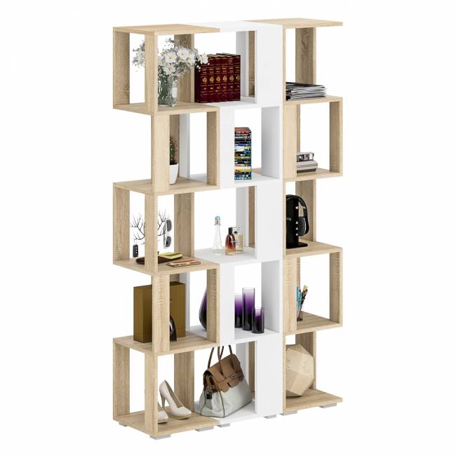 Комплект их 3-х открытых стеллажей цвет дуб сонома/белый