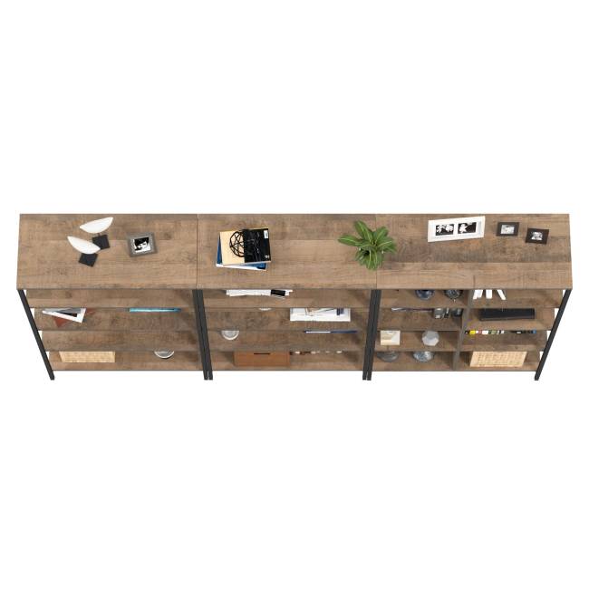 Два открытых стеллажа и стеллаж 13.151.02 Трувор цвет дуб гранж песочный/интра