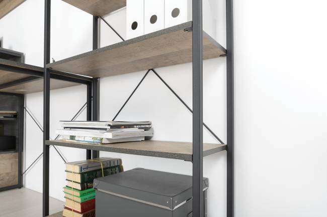 Два открытых стеллажа и стеллаж 13.151.02 Трувор цвет дуб гранж песочный/интра