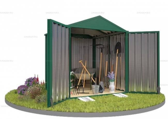 Хозблок SKOGGY секционный с двускатной крышей 2 х 2 м, зелёный мох