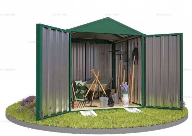 Хозблок SKOGGY секционный с двускатной крышей 2 х 2 м, зелёный мох