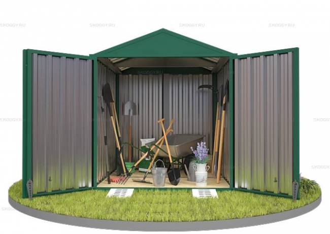 Хозблок SKOGGY секционный с двускатной крышей 2 х 2 м, зелёный мох