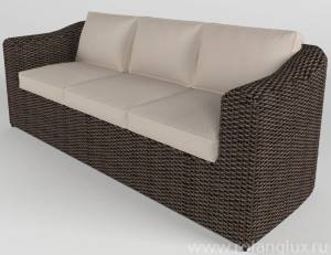 Диван 3-х местный "Малага" из искусственного ротанга, коричневый с черным, белый Диван 3-х местный "Малага" из искусственного ротанга, коричневый с черным, белый