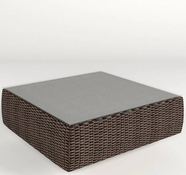 Столик кофейный со стеклом "Малага", из искусственного ротанга, коричневый, черный