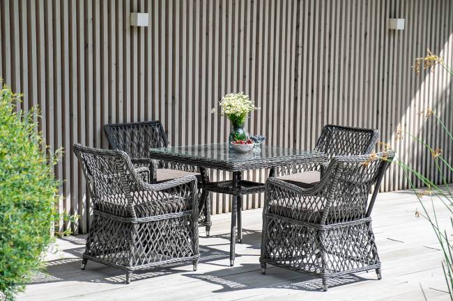 "Айриш" обеденная группа плетеная на 4 персоны, цвет графит "Айриш" обеденная группа плетеная на 4 персоны, цвет графит