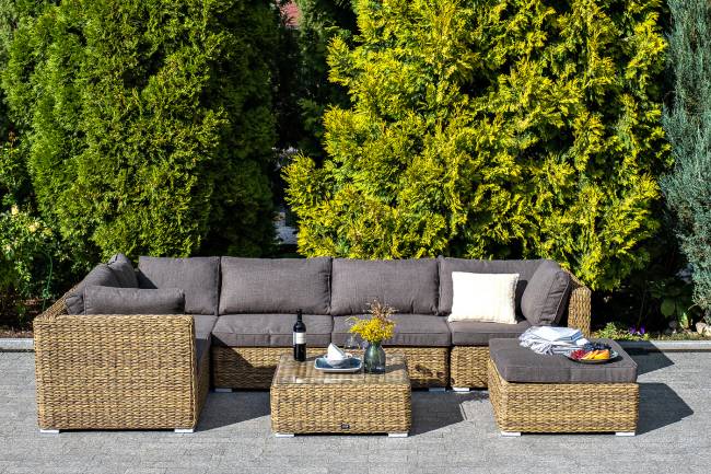 "Лунго" модуль диванный угловой с подушками, цвет соломенный (гиацинт) "Лунго" модуль диванный угловой с подушками, цвет соломенный (гиацинт)