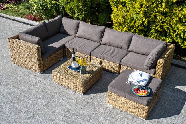 "Лунго" модуль диванный угловой с подушками, цвет соломенный (гиацинт) "Лунго" модуль диванный угловой с подушками, цвет соломенный (гиацинт)