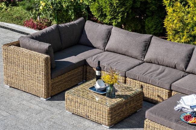 "Лунго" модуль диванный угловой с подушками, цвет соломенный (гиацинт) "Лунго" модуль диванный угловой с подушками, цвет соломенный (гиацинт)