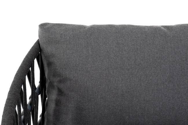 "Диего" диван 2-местный плетеный из роупа, каркас алюминий темно-серый (RAL7024) муар, роуп темно-серый круглый, ткань темно-серая 027 "Диего" диван 2-местный плетеный из роупа, каркас алюминий темно-серый (RAL7024) муар, роуп темно-серый круглый, ткань темно-серая 027