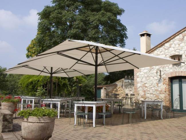 Зонт профессиональный телескопический 4х4 м Capri Dark антрацит, слоновая кость 4000х4000 мм