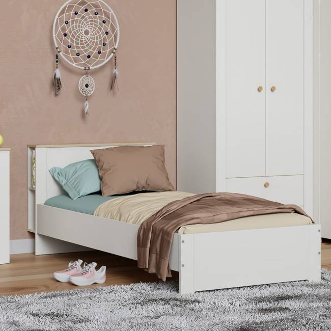 Кровать детская Джастин 11.54 цвет белый шагрень/дуб белый эксклюзив