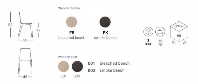 Стул деревянный Smilla отбеленный бук 460х500х820 мм Стул деревянный Smilla отбеленный бук 460х500х820 мм